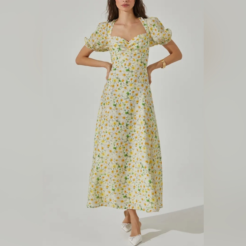 Astr Yellow Green Sleeveless Maxi Dress